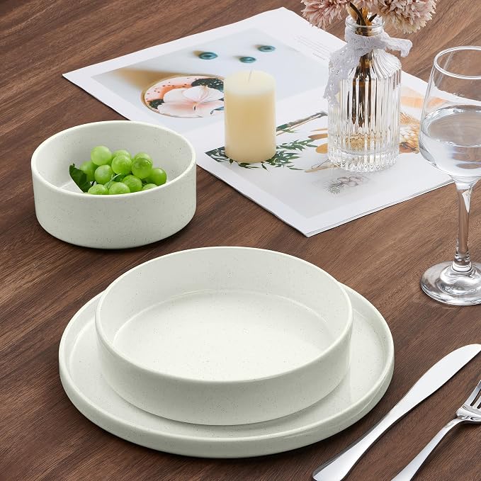 E-far Pasta Bowls Set of 4, 35oz Ceramic Large Salad Bowl Plates - Image 9