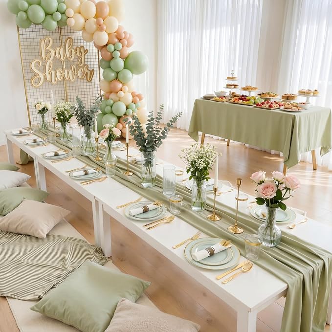 175PCS Sage Green Plastic Plates - Image 8