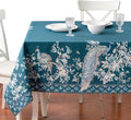 Maison d' Hermine Premium Table Cloth Rectangle Table 100% Combed Cotton 120 x 70 Inches Tablecloth Reusable Decorative for Dining Room, Farmhouse, Party, Festive & Wedding - Peacock Utopia - Deep Sea