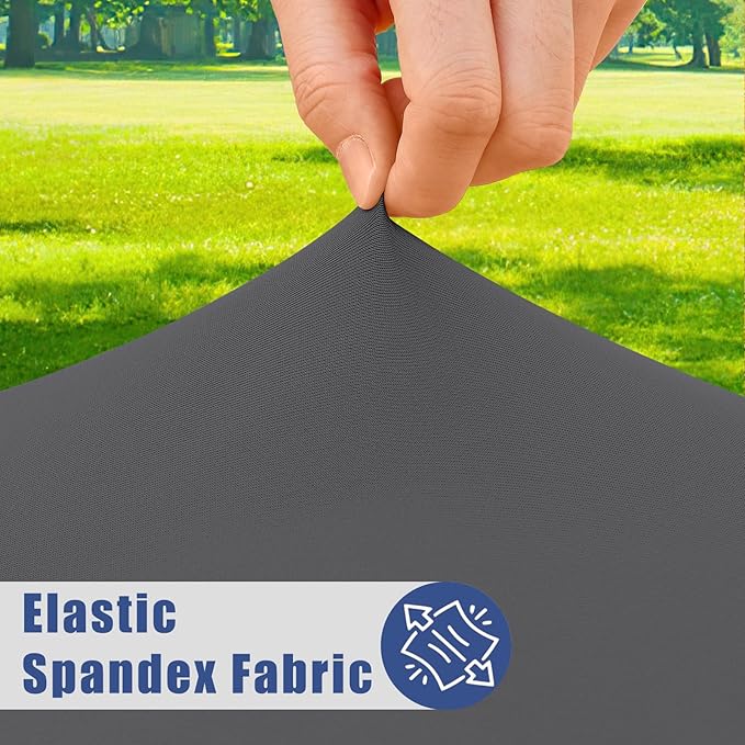 Spandex 8 Foot Rectangle Table Cloth 2 Pack, Elastic Fitted Tablecloths for Picnic, Stretch Washable Patio Table Cover for Outdoor, Camping, Banquet and Parties (Dark Grey, 30"x96")
