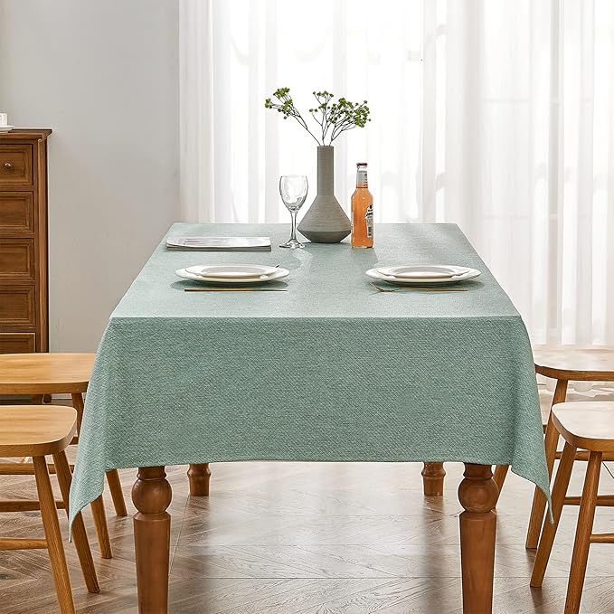 BALCONY & FALCON Rectangle Tablecloth Jacquard Style Water Resistant Table Cover for Dining Kitchen Cafe Parties Easter Spring Summer and Outdoor Use (Sage Green, 55 x 95 inch)