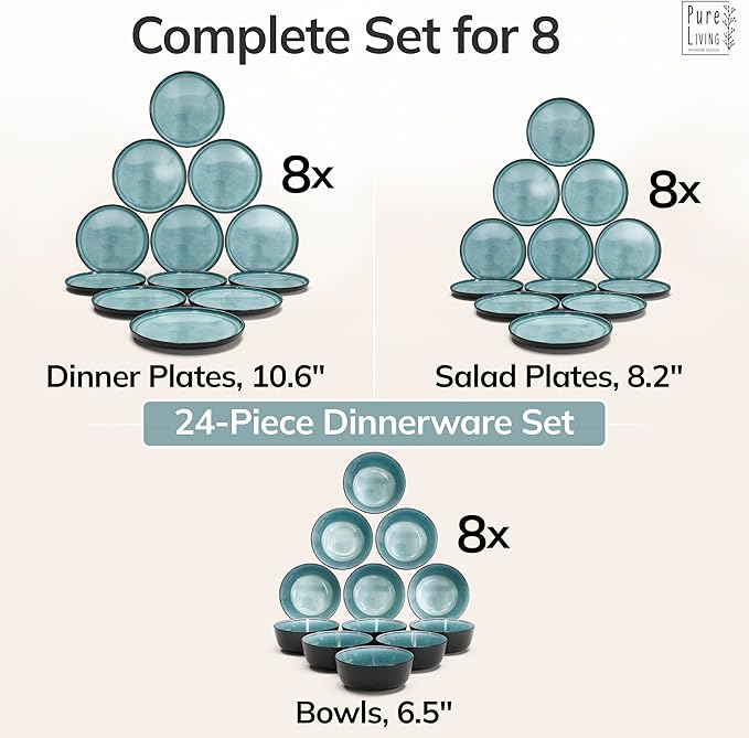 24 Piece Stoneware Dinnerware Set - Image 6