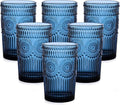 ZMOWIPDL Drinking Glasses Set of 6, 13oz Flower Design Blue Glass Cups | by ZMOWIPDL