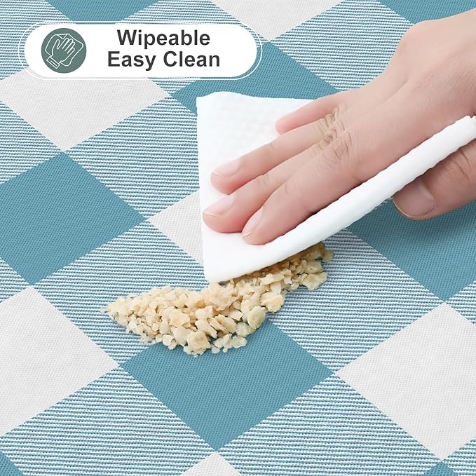 misaya Rectangle Waterproof Vinyl Table Cloth, Buffalo Flannel Backed Tablecloth, Wipeable Plastic Table Cover for Dinner, Kitchen, Outdoor (60" x 120", Aquamarine and White)