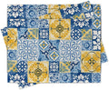 Moroccan Blue Ceramic Tile Placemats Set of 4 | Vintage Italian Amalfi Coast by Croar