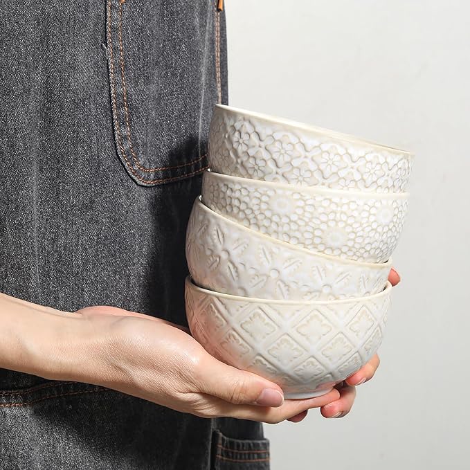 26 Oz Cereal Bowls Set of 4, 6 inch Ceramic Soup Bowl - Image 3