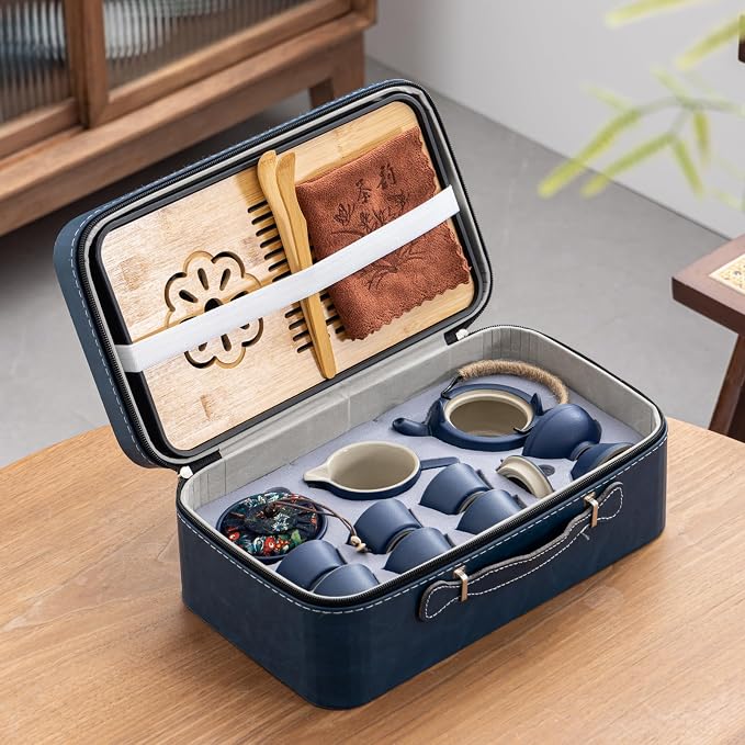 14-Piece Portable Ceramic Travel Tea Set - Image 2