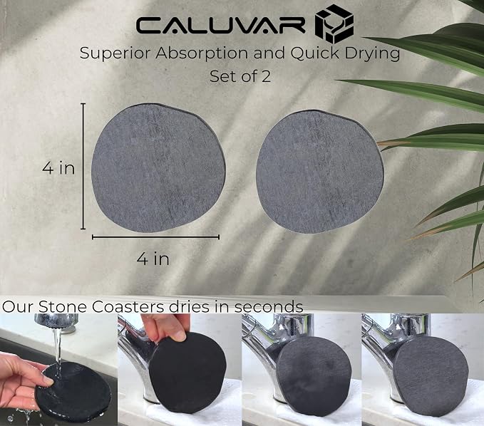 Stone Coasters Slate Set of 2, Stone Drying Mat - Image 3