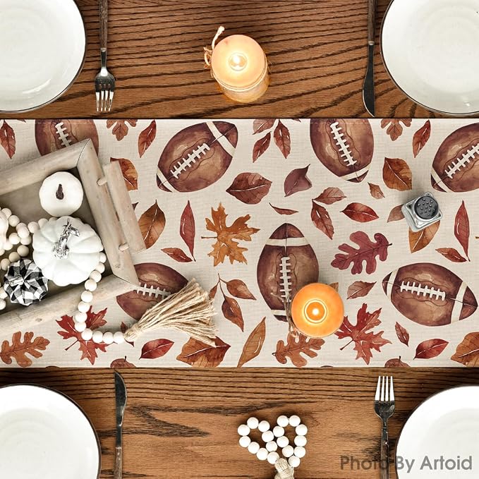 Artoid Mode 210 GSM Fall Table Runner 13x36 Inch Home Party Decor | Rugby Maple - Image 3