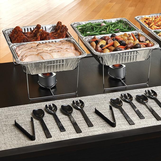 Party Essentials Plastic Party Buffet Serving Utensils Kit, Spoons/Forks/Tongs - Image 3