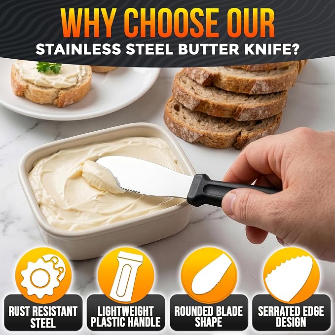 4 Pcs Butter Knives, 4 Inch Stainless Steel Blade | Butter Spreader Knives - Image 3