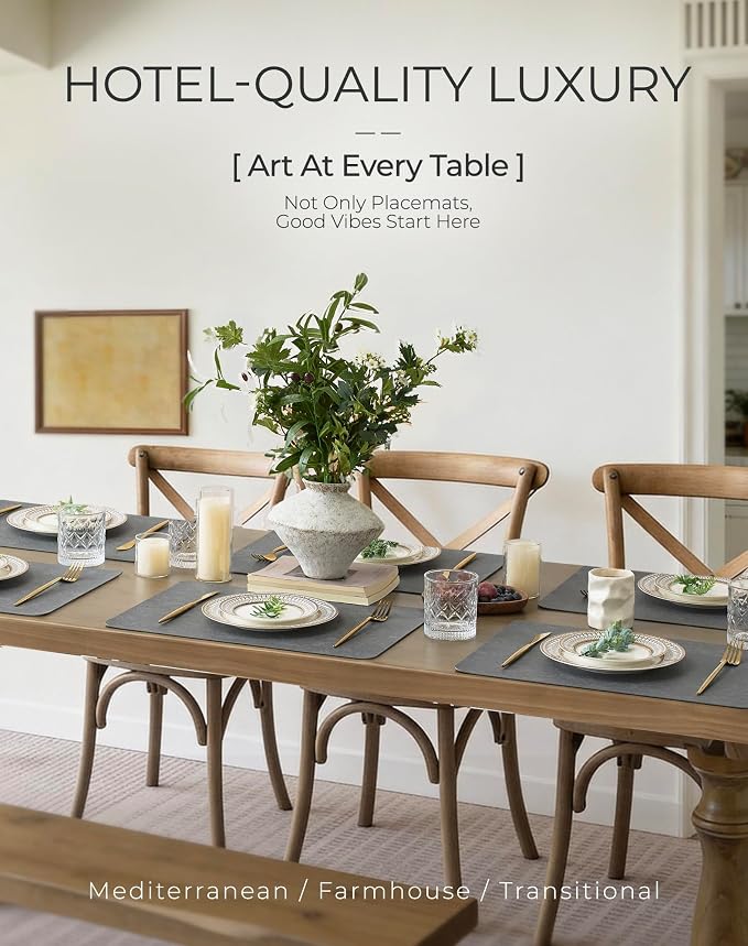 Leetaltree Reversible Faux Leather Placemats Set of 2, 12x17 Inch – - Image 2