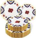 Morejoy 60pcs Vintage Bohemian Plastic Plates，Floral Plastic Plates | Featuring by Morejoy