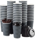 Disposable Coffee Cups with Lids and Straws - 16 oz Togo Hot Paper Coffee Cup by SPRINGPACK