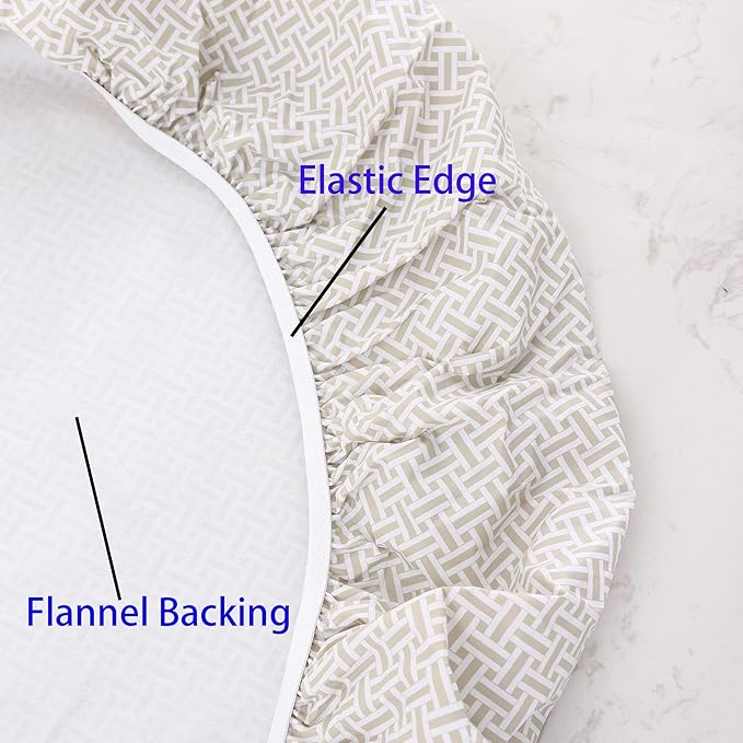 Walrus Round Vinyl Fitted Tablecloth with Flannel Backing Elastic Edge Design Table Cover Waterproof Oil-Proof PVC Table Cloth Stain-Resistant Best for 37"-44" Round