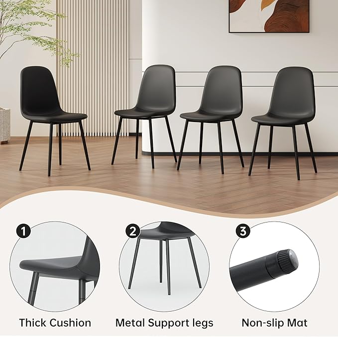 Modern Dining Table and Chairs Set of 6, 7 Piece Kitchen Table and Chairs for Kitchen Dining Room, Apartment