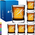 Personalized Shot Glasses Set of 6 Initial and Name 2oz Etched Square Shot Glass Engraved with Custom Text Birthday Gift for Men and Women