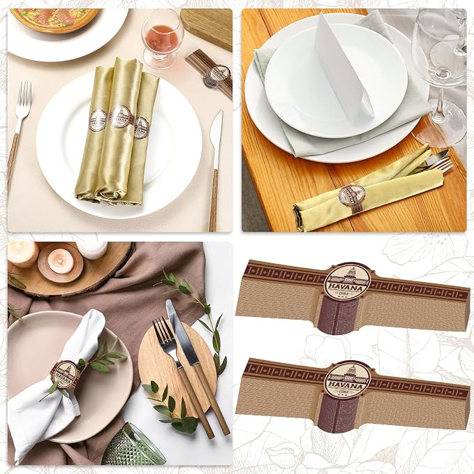 Cuban Wrapper Napkin Rings Tableware Wraps Bands Self Adhesive Paper Napkin - Image 4