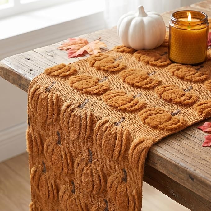Artoid Mode Caramel Soft Faux Fur Fall Table Runner 13x72 Inch | Seasonal - Image 5