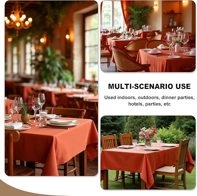 Fitable Rust Tablecloths for Rectangle Tables, 6 Pack - 70 x 120 Inches - Reusable and Washable Fall Table Clothes for 6-8 Ft Tables, Polyester Fabric Table Covers for Wedding, Party, Banquet