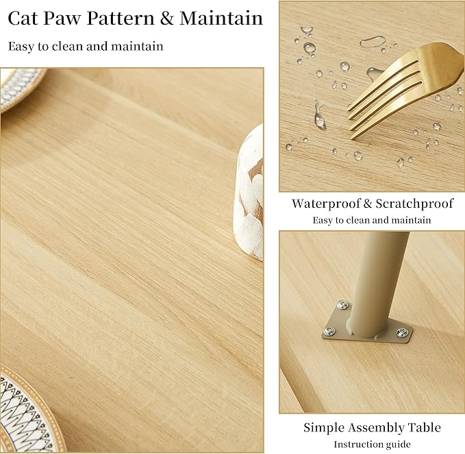 43.3 Inch Round Dining Table Set for 4, Modern Small Kitchen Coffee Set for Dining Room Kitchen Apartment (Cream Table+4 U-Shaped Brown Chairs)