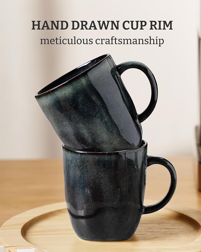 famiware Coffee Mugs Set of 6, Ocean Square 13oz Coffee Cup Set - Image 6