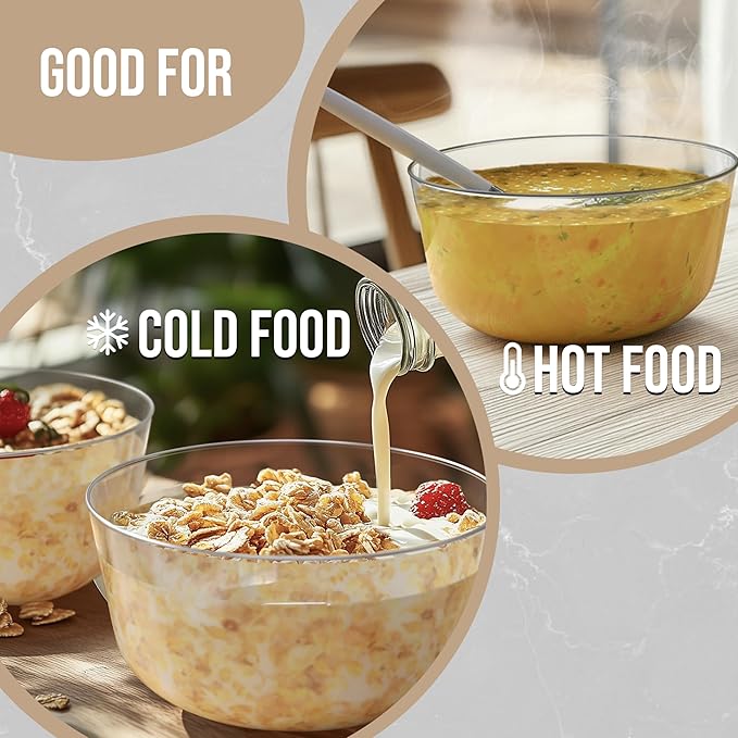 Trendables Plastic Bowls Disposable Bowls 24 Oz Bowl Set Of 20 Clear Silver Rimmed Fancy Plastic Serving Bowls Perfect Plastic Ice Cream Bowls Plastic Salad Bowls Plastic Candy Bowl