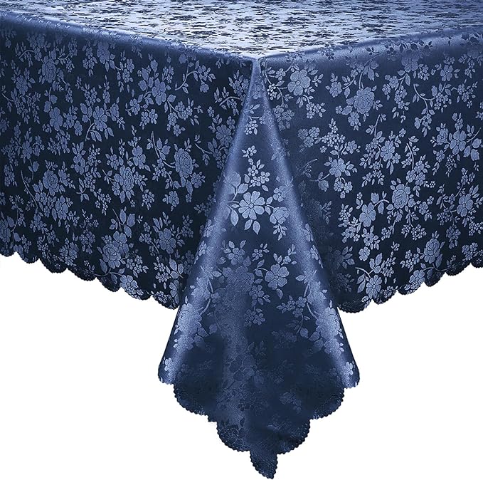 Smiry Rectangle Table Cloth, Waterproof Heavy Duty Vinyl Tablecloths, Wipeable Washable Table Cover for Kitchen and Dining Room (Navy Blue, 54" X 78")
