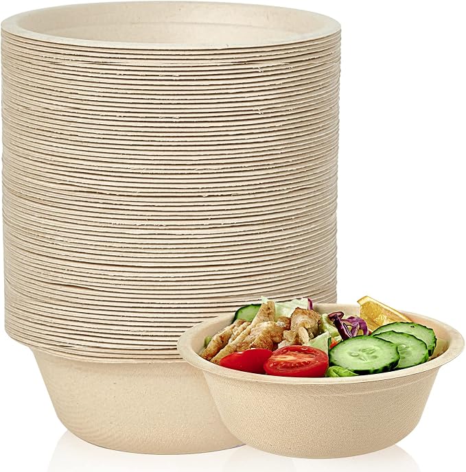 150 Pack 16 OZ Compostable Disposable Paper Bowls by ECOLipak