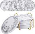 6Pcs Ceramic Coasters Set with Holder by PEUZAVA