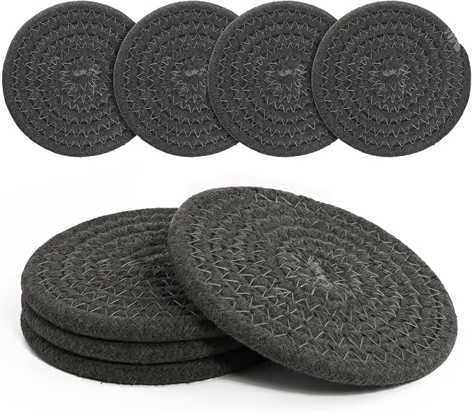 Coasters Set of 4 for Drinks, Cotton Woven 4 Colors Absorbent Boho Coasters for by krastmon