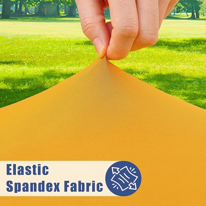 Spandex 4 Foot Rectangle Table Cloth 2 Pack, Elastic Fitted Tablecloths for Picnic, Stretch Washable Patio Table Cover for Outdoor, Camping, Banquet and Parties (Mustard Yellow, 30"x48")