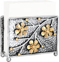 OwlGift Sakura Napkin Holder, Cherry Blossom Design Metal Freestanding Tissue Dispenser Organizer Iron Tabletop Paper Napkin Holder Stand for Home Kitchen Restaurant Picnic Party, Silver