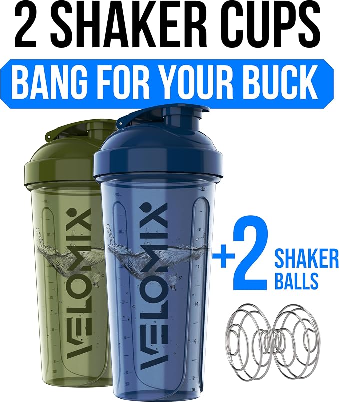 VELOMIX 2 Pack 28oz Protein Shaker Bottle - Image 2