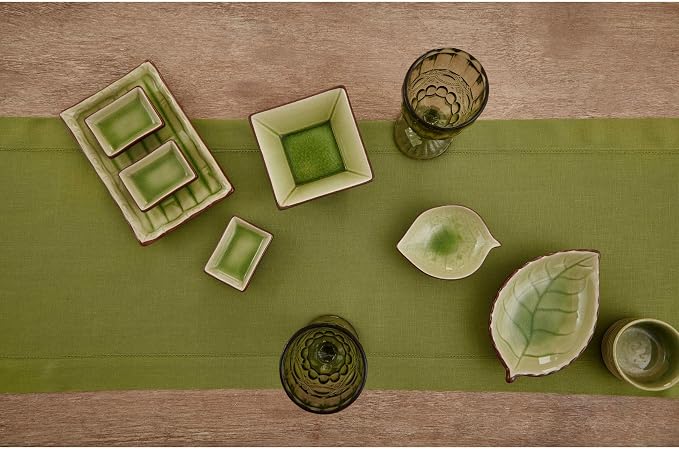 Solino Home 100% Pure Linen Dining Table Runner Avocado Woven, 14 x 60 in | - Image 4