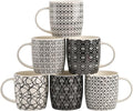 Okllen 6 Pack 11.5 Oz Coffee Mugs Geometric Textured, Ceramic Coffee Mugs by Okllen