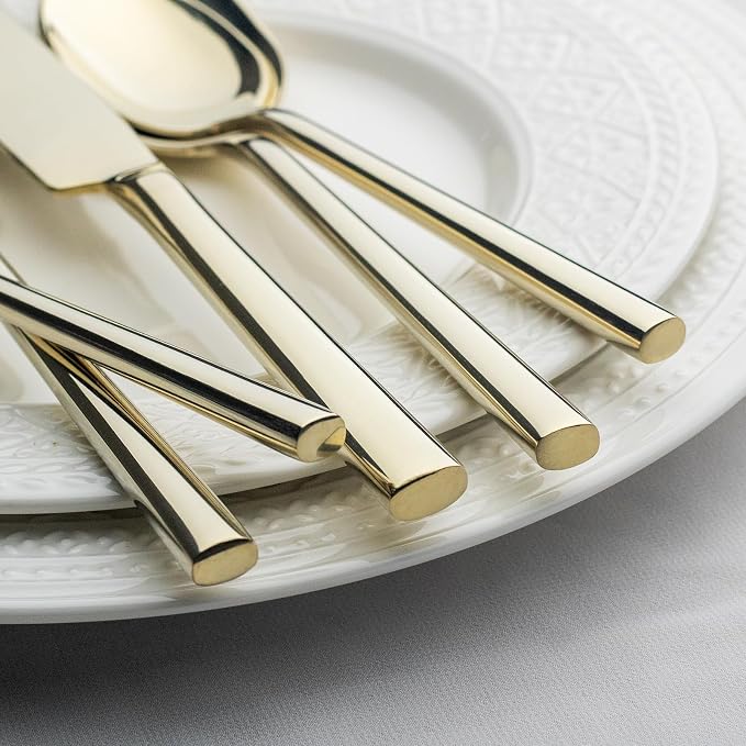 Alata Potter Champagne Gold 20-Piece Forged Silverware Set, Service - Image 3