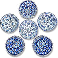 Handmade Decorative Turkish Ceramic Mini Pinch Bowls Set of 6 – Small Dipping & Serving Sauce Bowls, Charcuterie Accessories, Hand-Painted Evil Eye Pattern Snack Dishes for Kitchen & Table Decor