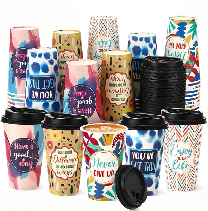 50 Pack 16 oz Disposable Coffee Cup by Ovveroche