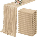 YMHPRIDE 12 Pack Cheesecloth Table Runner 35x120in Beige Table Runner | Boho by YMHPRIDE
