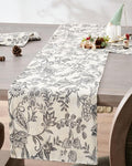 jinchan Black Floral Linen Table Runner 13 x 72 Inch Farmhouse | Rustic by JINCHAN