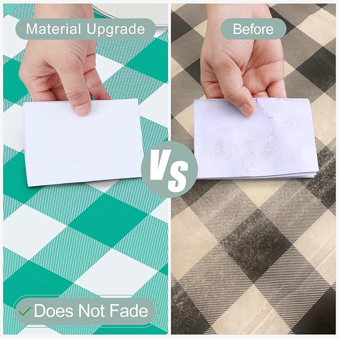 misaya Rectangle Waterproof Vinyl Table Cloth, Buffalo Flannel Backed Tablecloth, Wipeable Plastic Table Cover for Dinner, Kitchen, Outdoor (54" x 108", Green and White)
