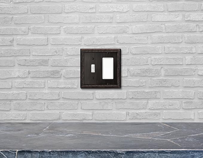 Henne Bery Sunken Pearls Heavy Duty Decorative Wall Plate Switch Plate Outlet Cover (Toggle/Decorator, Aged Bronze)