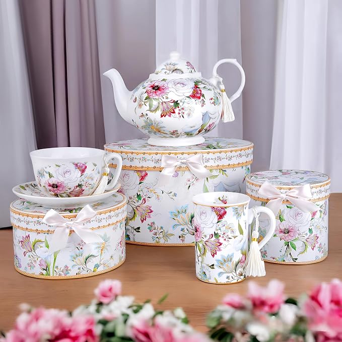 STP GOODS Bone China Tea/Coffee Cup and Saucer in Gift Box Fine Bone Tea Cup - Image 7