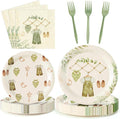 96Pcs Sage Green Eucalyptus Baby Shower Party Plates Supplies Greenery Leaves by G1ngtar