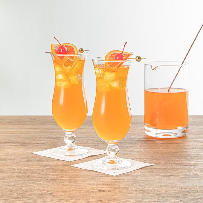 Vetri 15.5 Ounce Party Glasses, 6 Dishwashable Pina Colada Glasses - No Lead, Durable, Clear Glass Tulip Drinking Cups For Tropical Cocktails, For Alcoholic And No-Alcoholic Drinks - Restaurantware