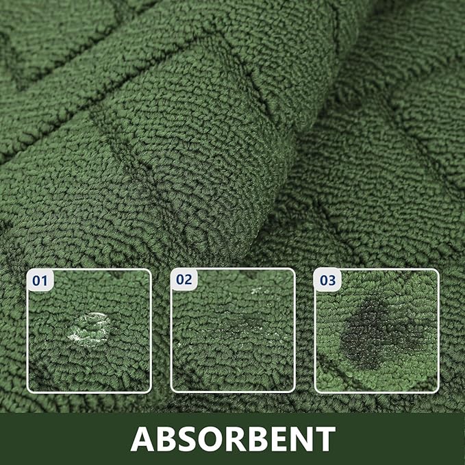 hicorfe Kitchen Rugs and Mats Sets,2 Pieces Super Absorbent Polypropylene Non-Slip Rug,Soft Comfort Floor Mat,Washable for Kitchen,Hallway,Office,Sink,Laundry(20" x 32" + 20" x 48",Green)