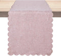 Pink Cotton Table Runner 13 x 72 in Long Farmhouse Scallop Style | Dresser by Winotic