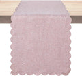 Pink Cotton Table Runner 13 x 90 in Long Farmhouse Scallop Style | Dresser by Winotic