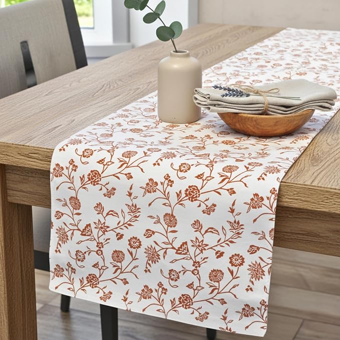 Floral Table Runner 72 Inches Long Vintage Flowers Botanical Design Vintage by OveeshaHomeDecor